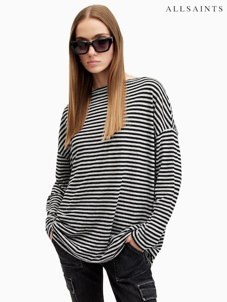 AllSaints Black/White Rita Snake Effect T-Shirt (AF5854) | €84