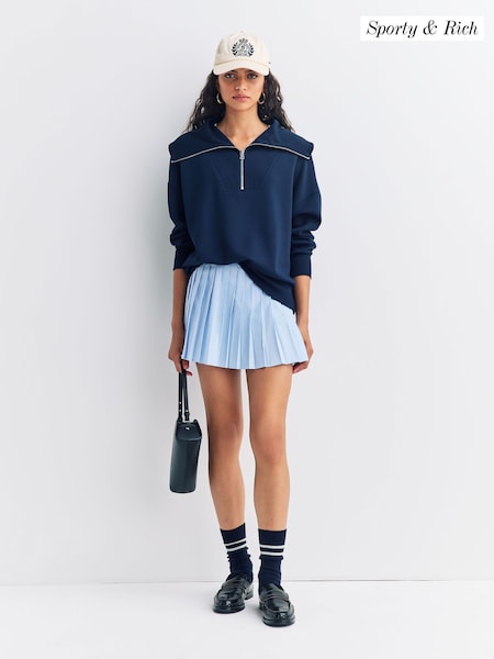 Sporty & Rich Blue Serif Logo Anae Skirt (AF5878) | ₪880