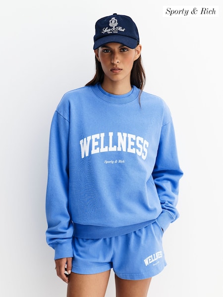Sporty & Rich Blue Wellness Ivy Crewneck Sweatshirt (AF5880) | $411