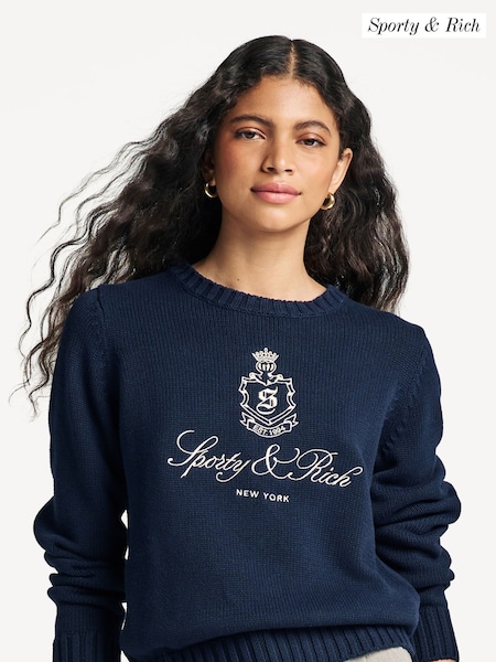 أزرق - Sporty & Rich Vendome Knitted Sweater (AF5887) | ‏1٬238 ر.س.‏