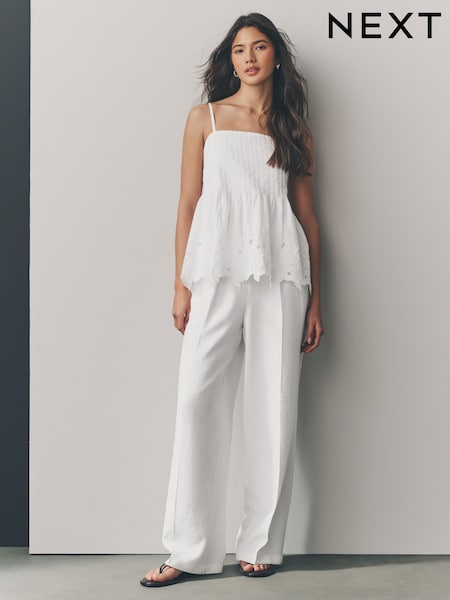 Белый - Elasticated Back Wide Leg Trousers (AF6034) | €36