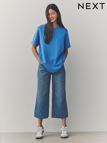 Mid Blue Crop Wide Leg Jeans (AF6090) | €33