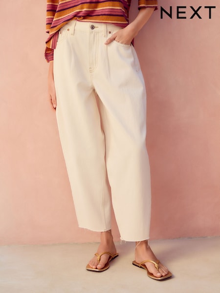 Ecru - Crop Barrel Leg Jeans (AF6093) | 217 LEI
