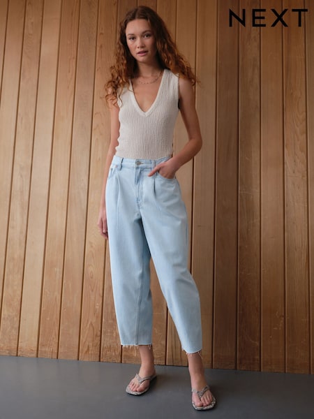 Decolorat - Crop Barrel Leg Jeans (AF6098) | 217 LEI