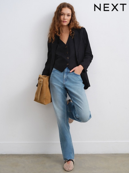 Tummansininen - 100% Cotton Straight Leg Jeans (AF6110) | €40