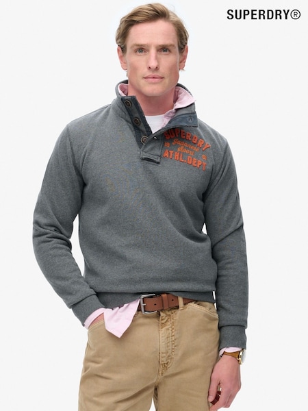 Superdry Grey Vintage Athletic Henley 100% Cotton Sweatshirt (AF6175) | R$ 640