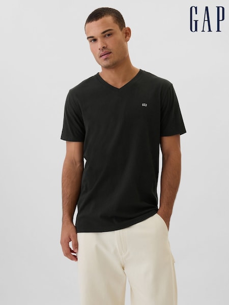 črna - Regular Gap Everydaysoft Mini-logo V-neck T-shirt