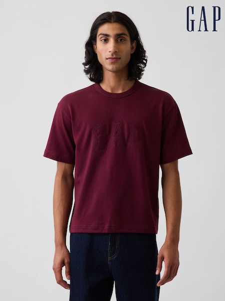 Burgundy Red - Regular Gap Heavyweight Relaxed Gap Logo Crop T-shirt