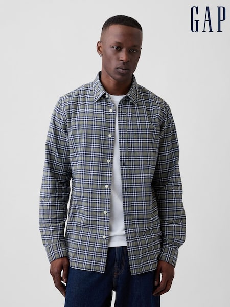 Green/Blue Check - Regular Gap Oxford Shirt In Standard Fit