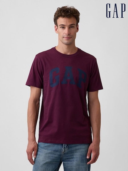 Burgundy Red - Regular Gap Everyday Soft Logo T-shirt