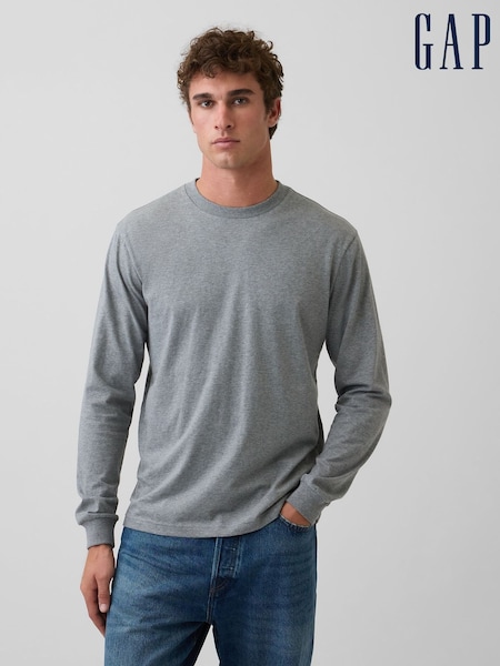 Gri - Regular Gap Long Sleeve T-shirt