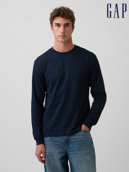 Azul marino - Regular Gap Long Sleeve T-shirt