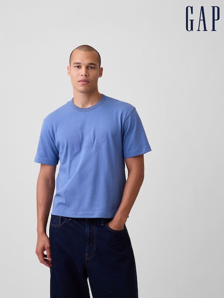 Blauw - Regular Gap Heavyweight Relaxed Gap Logo Crop T-shirt