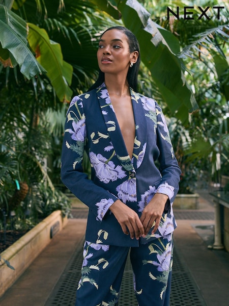 Floral de marine - Kew Gardens Single Breasted Tailored Blazer with Linen (AF6667) | € 69