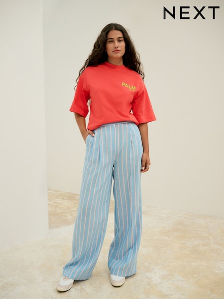 Blue/Pink Bright Stripe Wide Leg Trousers (AF6668) | €51