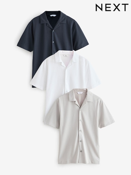 Navy/Gey/White Short Sleeve Pique Shirts 3 Pack (AF6737) | AED245