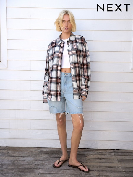Выбеленные - 100% Cotton Slouch Relax Denim Shorts (AF6744) | €36