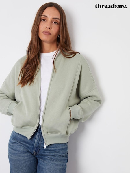 Threadbare Green Zip-Up Sweat Bomber Jacket (AF6928) | €19