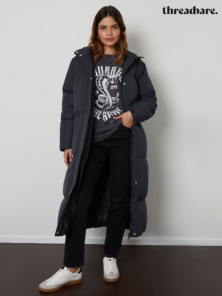 Threadbare Grey Longline Hooded Padded Coat (AF6937) | 3,004 UAH