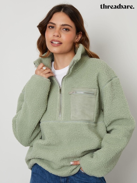 Threadbare Green Half Zip Borg Fleece (AF6939) | €51