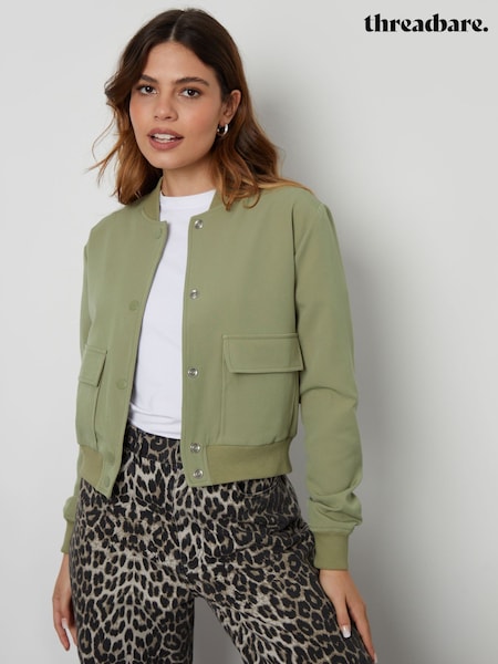 Threadbare Green Patch Pocket Utility Bomber Jacket (AF6941) | AED140