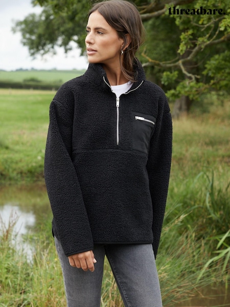 Threadbare Black Half Zip Borg Fleece (AF6956) | €48