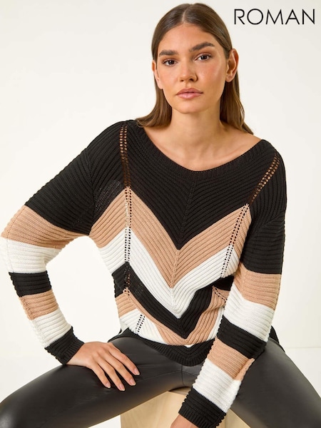 Roman Black Chevron Colour Block Jumper (AF6984) | 2,283 UAH