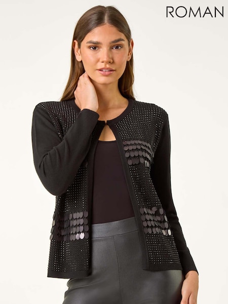 Roman Black Sequin Embellished Knit Cardigan (AF6987) | € 70