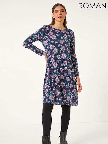 Roman Floral Swing Midi Dress (AF6994) | ‏122 د.إ.‏