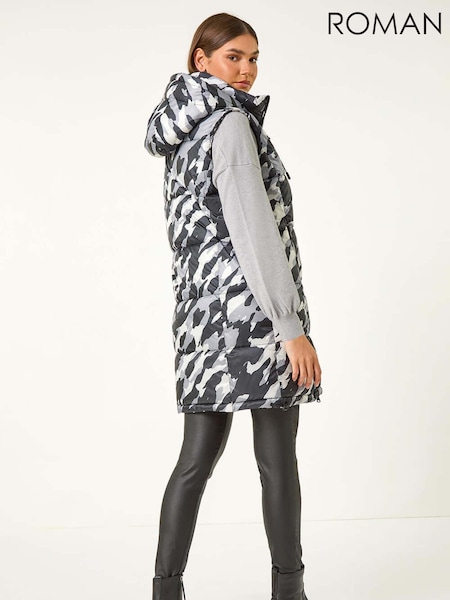 Roman Camo Print Longline Hooded Gilet (AF7006) | €95