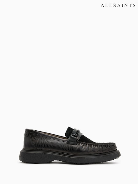 AllSaints Black Gibbs Chain Loafers (AF7036) | $322