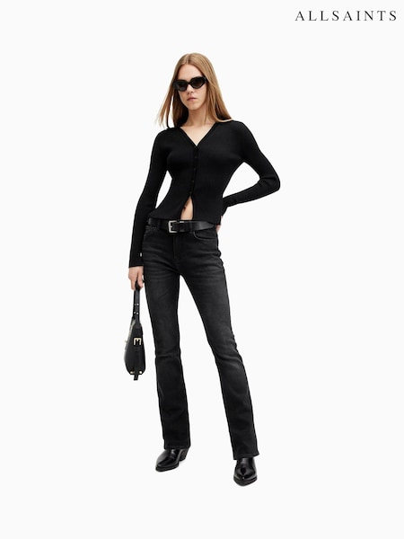 AllSaints Washed Black Slim Haldan Bootcut Jeans (AF7039) | ₪649