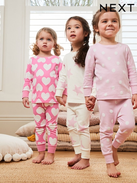 Pink Heart/Star - Stampy Snuggle Pyjamas 3 Pack (9mths-12yrs) (AF7067) | 32 € - 44 €