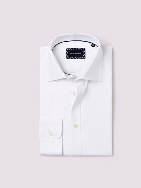 Duchamp White Duchamp Mens Square Dobby White 100% Cotton Shirt (AF7100) | kr1 309