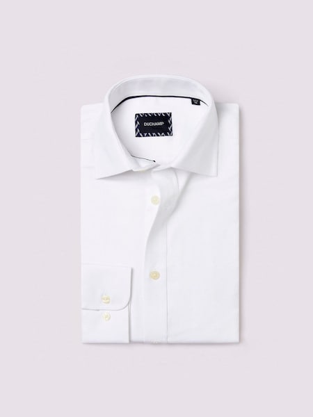 Alb - Duchamp Duchamp Mens Royal Twill 100% Bumbac Cămăși (AF7108) | 371 LEI