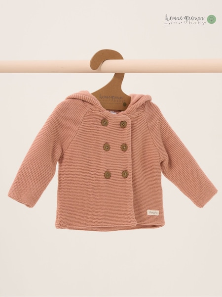 Svetlo roza - Homegrown 100% Cotton Double Knit Wrap Hooded Cardigan (AF7126) | € 37