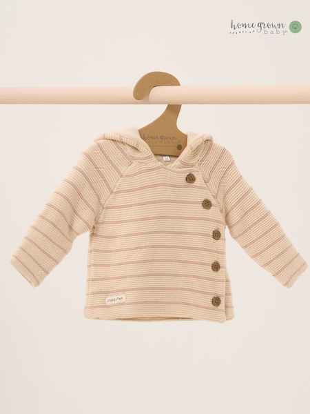 rožnata - Homegrown 100% Cotton Double Knit Wrap Hooded Cardigan (AF7127) | € 37