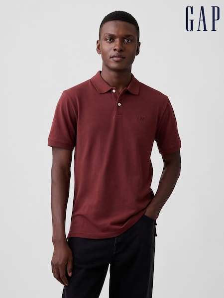 Ciemnoczerwony - Regular Gap Logo Pique Polo Shirt