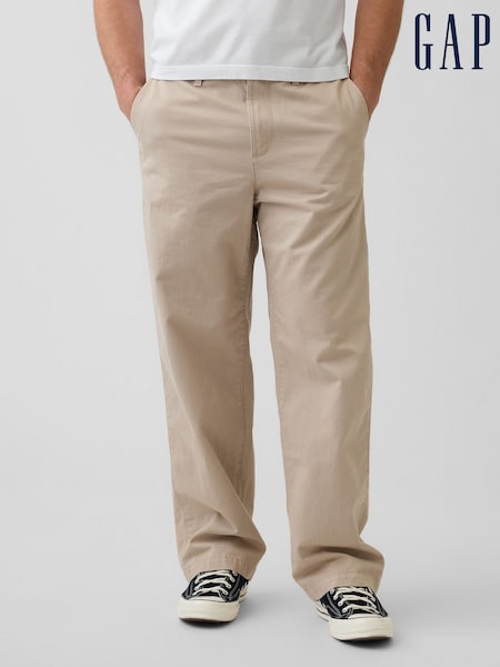 Beige - Regular Gap Heavyweight Twill Baggy Chinos