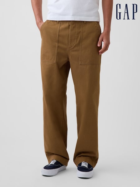 Brun - Regular Gap Herringbone '90s Loose Trousers