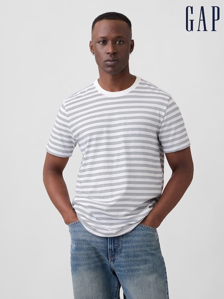 Wit/zwart - Regular Gap Everyday Soft Crew Neck T-shirt