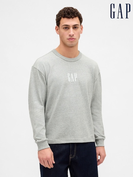 Grey - Regular Gap Logo Long Sleeve T-shirt