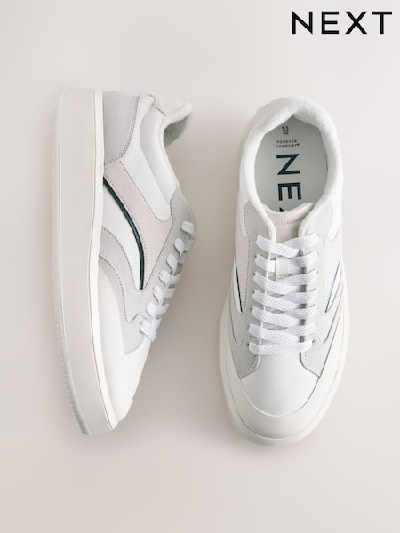Neutral/Navy Forever Comfort® Panelled Retro Lace-Up Trainers (AF7261) | €57