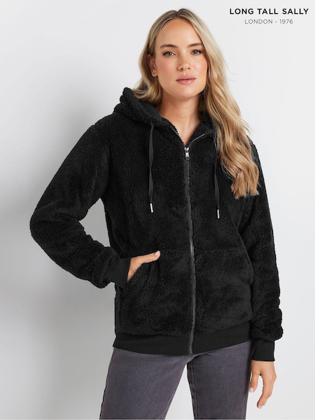 Long Tall Sally Black Zip Up Feather Fleece (AF7310) | €57