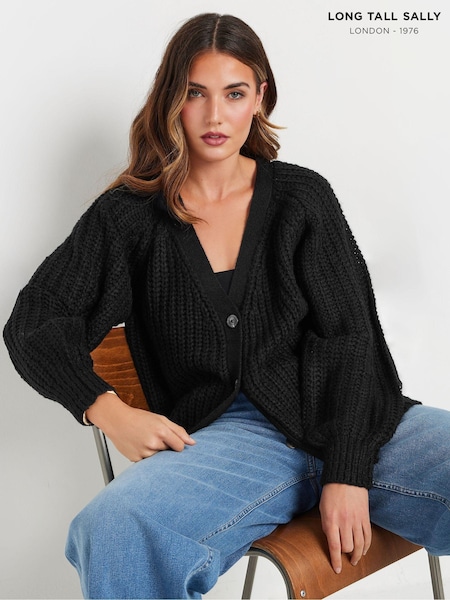 črna - Long Tall Sally Chunky Button Cardigan (AF7327) | € 47