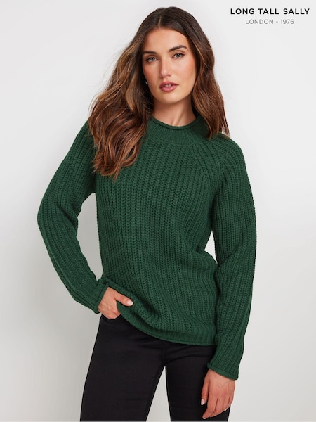 Long Tall Sally Green Basic Acrylic Jumper (AF7344) | ₪166