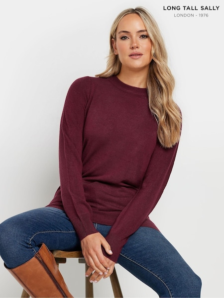 Long Tall Sally Red Crew Neck Cashmillon Jumper (AF7349) | €38