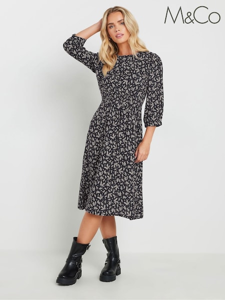 M&Co Black Petite Mini Leaf Dress (AF7359) | €50