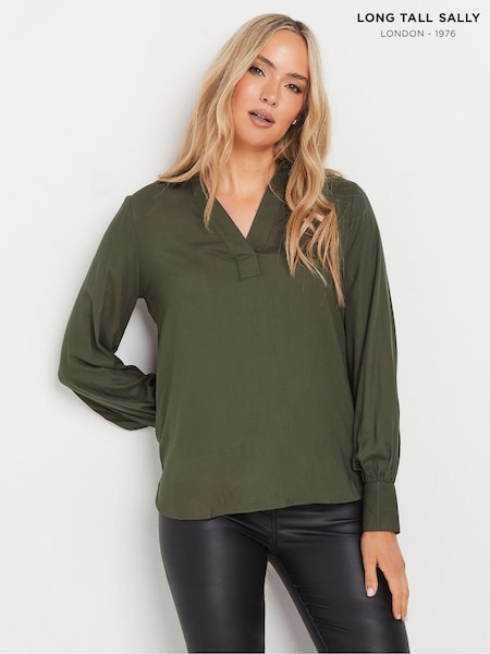 Long Tall Sally Green Collar Woven Top (AF7361) | 1,682 UAH