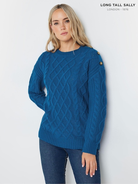 Long Tall Sally Blue Button Cable Jumper (AF7364) | 2,163 UAH